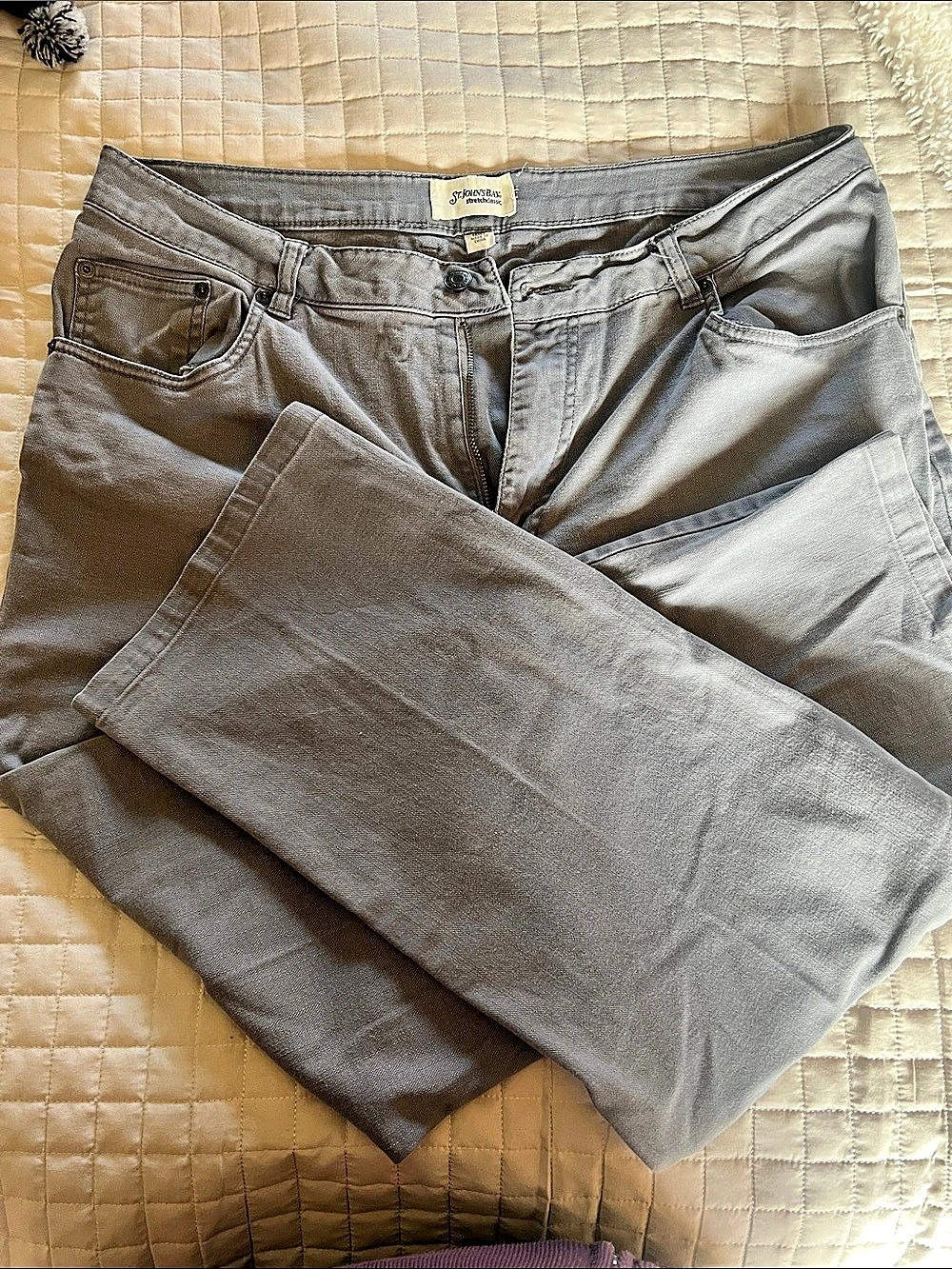 St. John's Bay Stretch Classic Straight Leg Jeans Gray Waist 16MS
